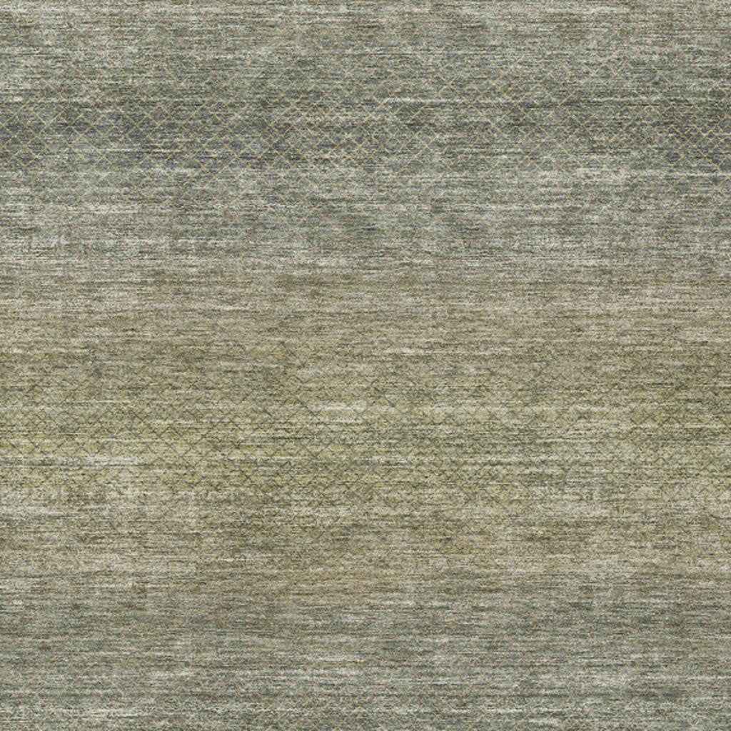 10' X 14' Fern Green And Gray Geometric Washable Indoor Outdoor Area Rug