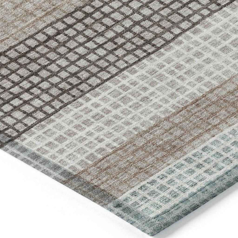 3' X 5' Taupe And Ivory Striped Washable Indoor Outdoor Area Rug