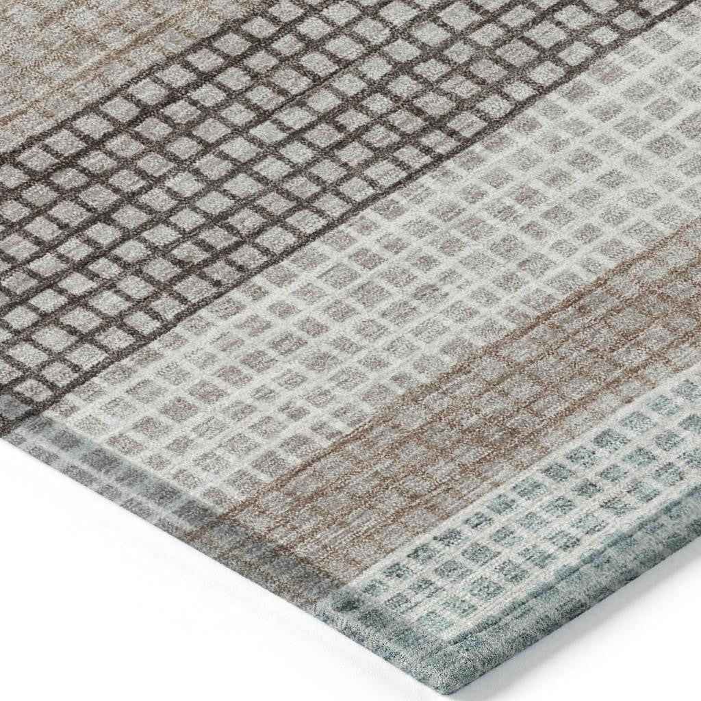 8' X 10' Taupe And Ivory Striped Washable Indoor Outdoor Area Rug
