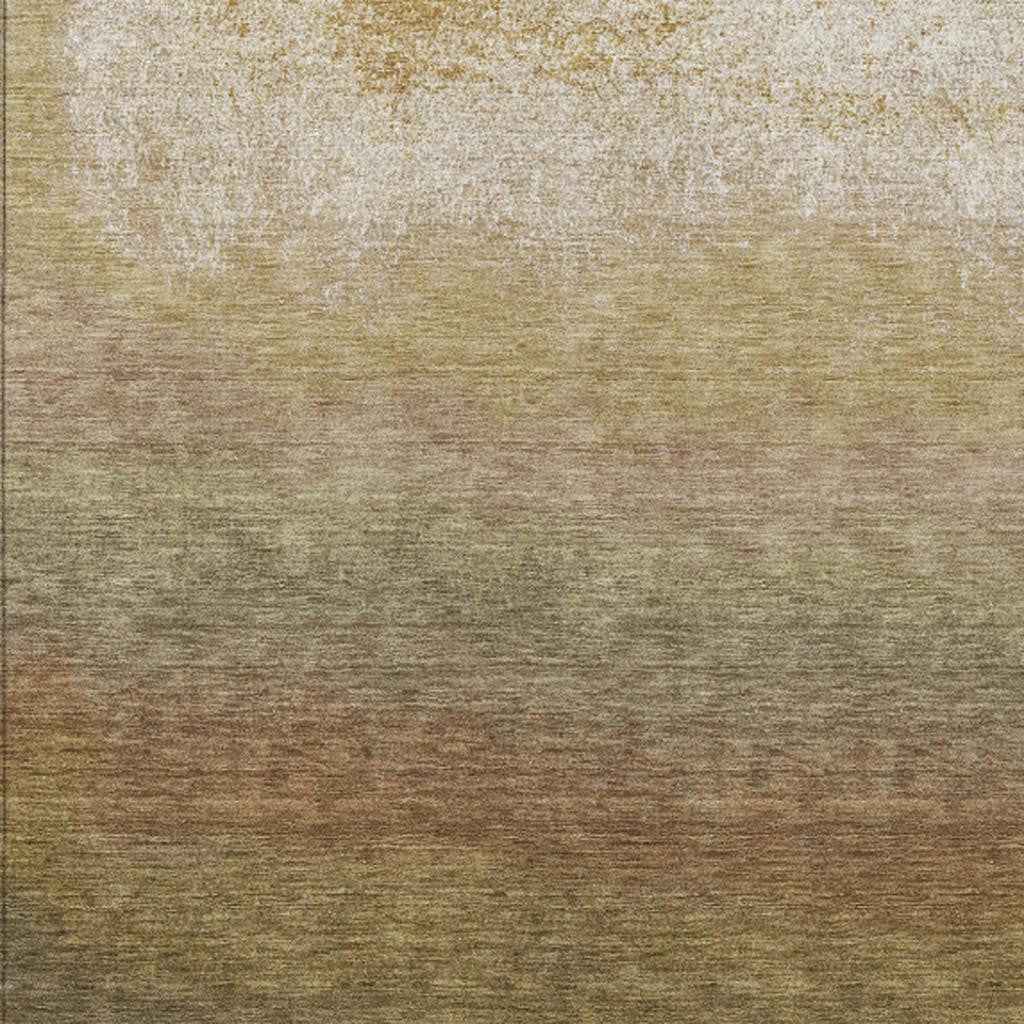 10' X 14' Taupe And Beige Ombre Washable Indoor Outdoor Area Rug
