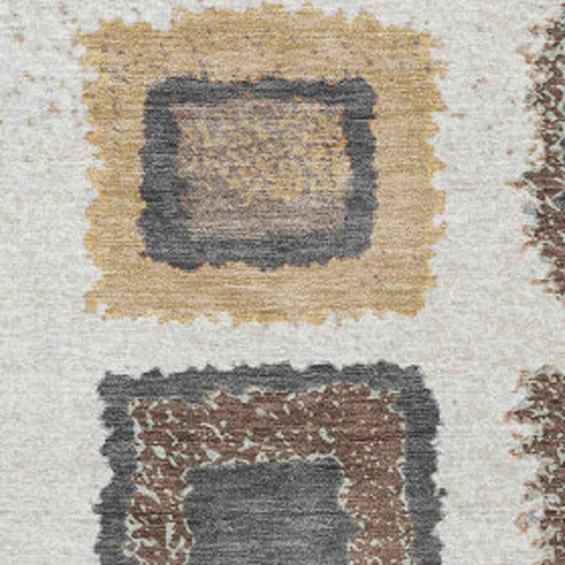 3' X 5' Ivory Charcoal And Gold Geometric Washable Indoor Outdoor Area Rug