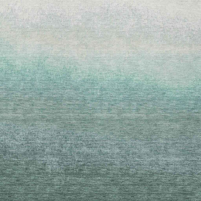 3' X 5' Pale Aqua And Gray Ombre Washable Indoor Outdoor Area Rug