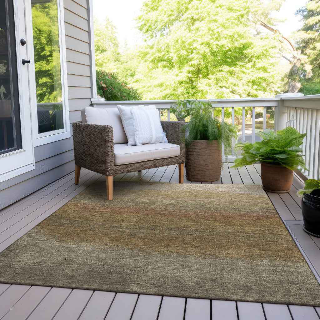 3' X 5' Taupe And Beige Ombre Washable Indoor Outdoor Area Rug