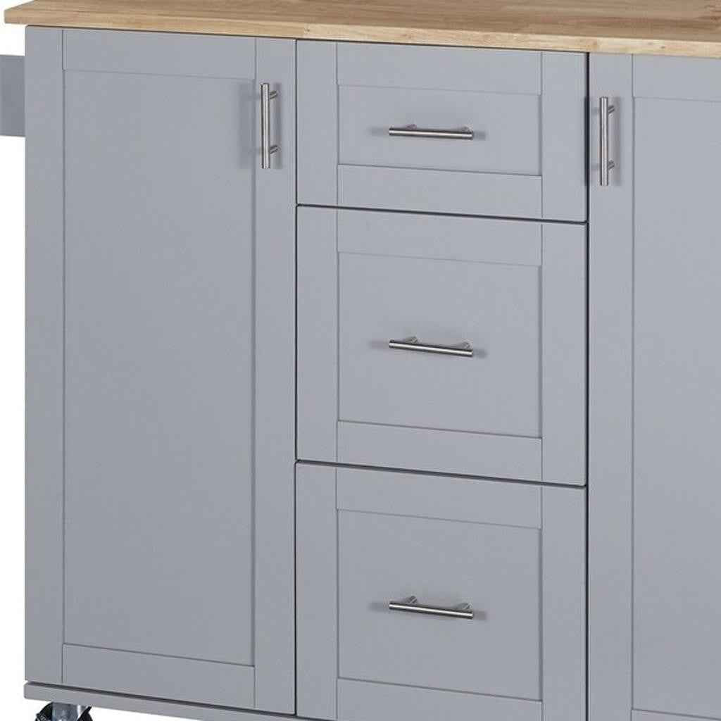 50" Gray Wood Rolling Kitchen Island