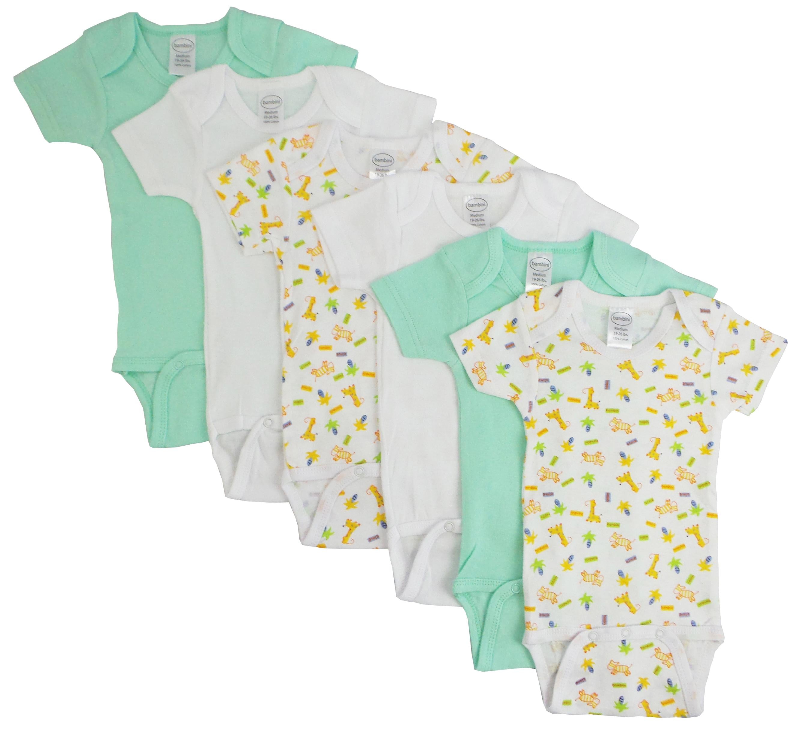 Boys Printed Short Sleeve 6 Pack Cs_004nb_004nb - Pink/Yellow/White / Large - Infant Wear