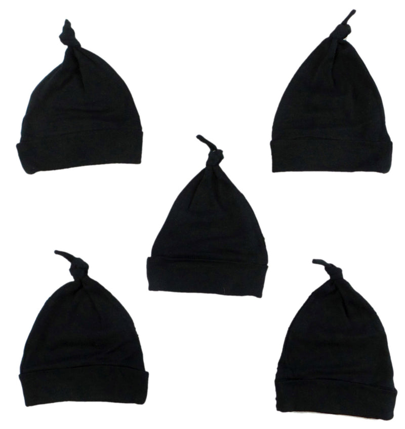 Black Knotted Baby Cap (pack Of 5) 1100-black-5 - GreatEagleInc
