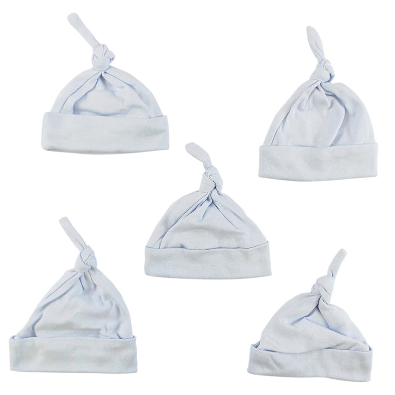 Blue Knotted Baby Cap (pack Of 5) 1100-blue-5 - GreatEagleInc