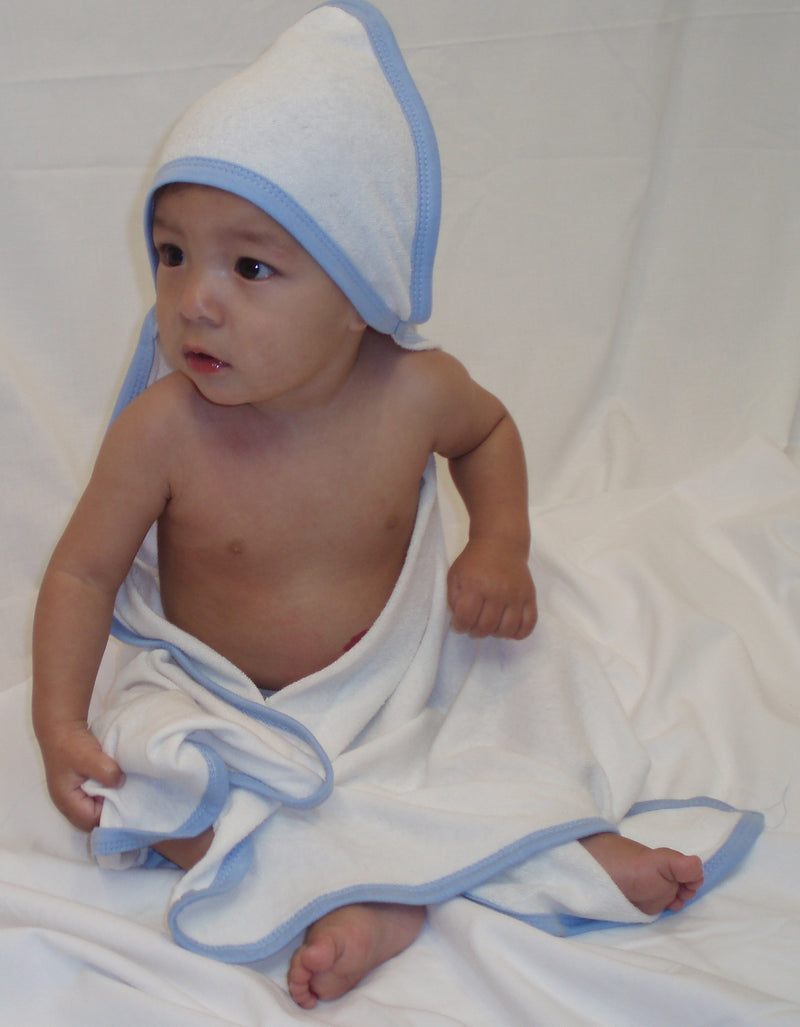 Hooded Towel With Blue Binding And Screen Prints 021sb - GreatEagleInc