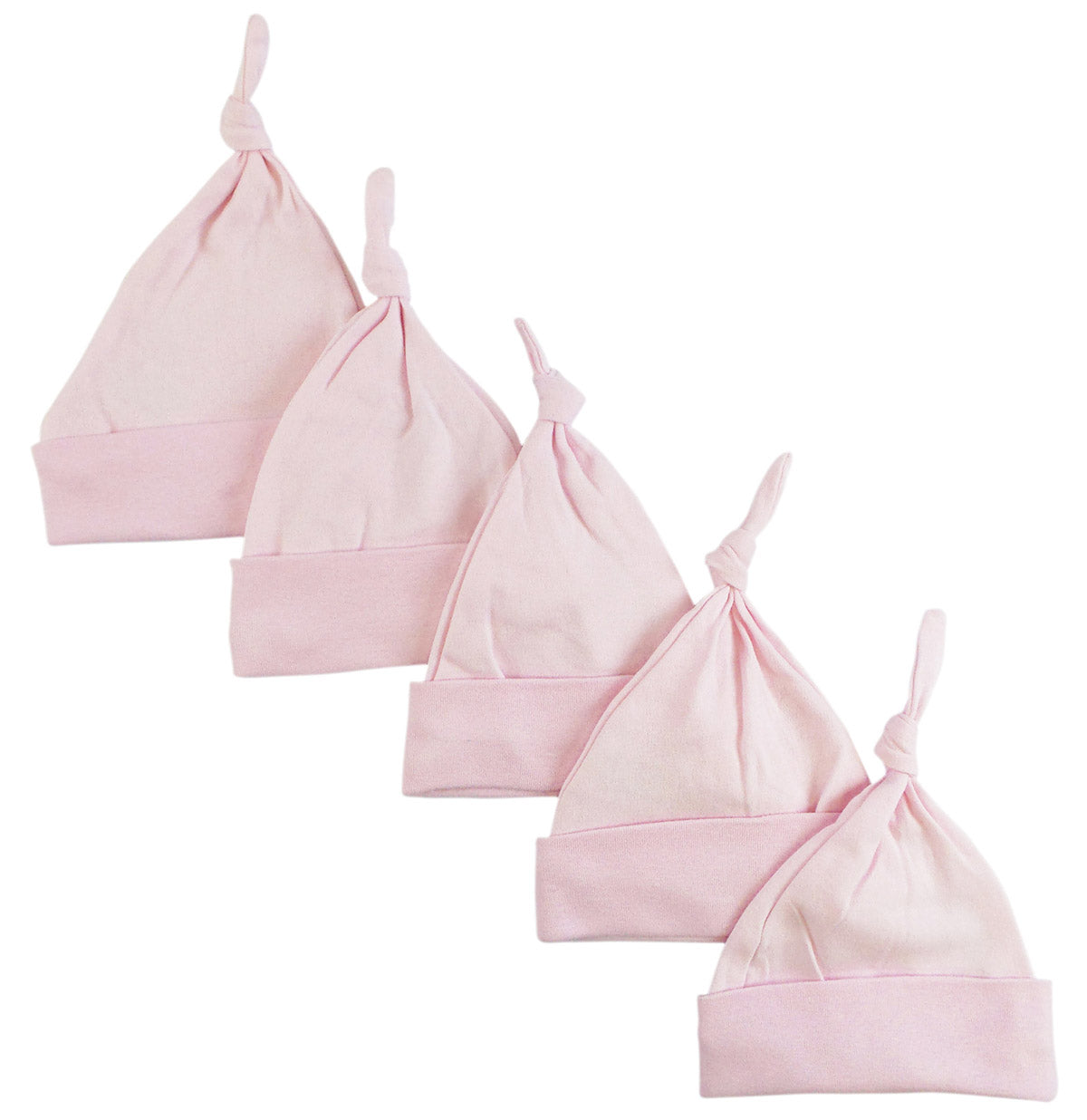 Pink Knotted Baby Cap (pack Of 5) 1100-pink-5 - GreatEagleInc