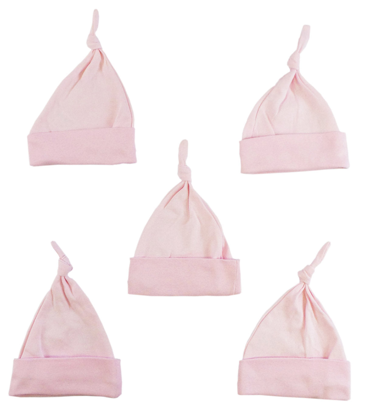 Pink Knotted Baby Cap (pack Of 5) 1100-pink-5 - GreatEagleInc