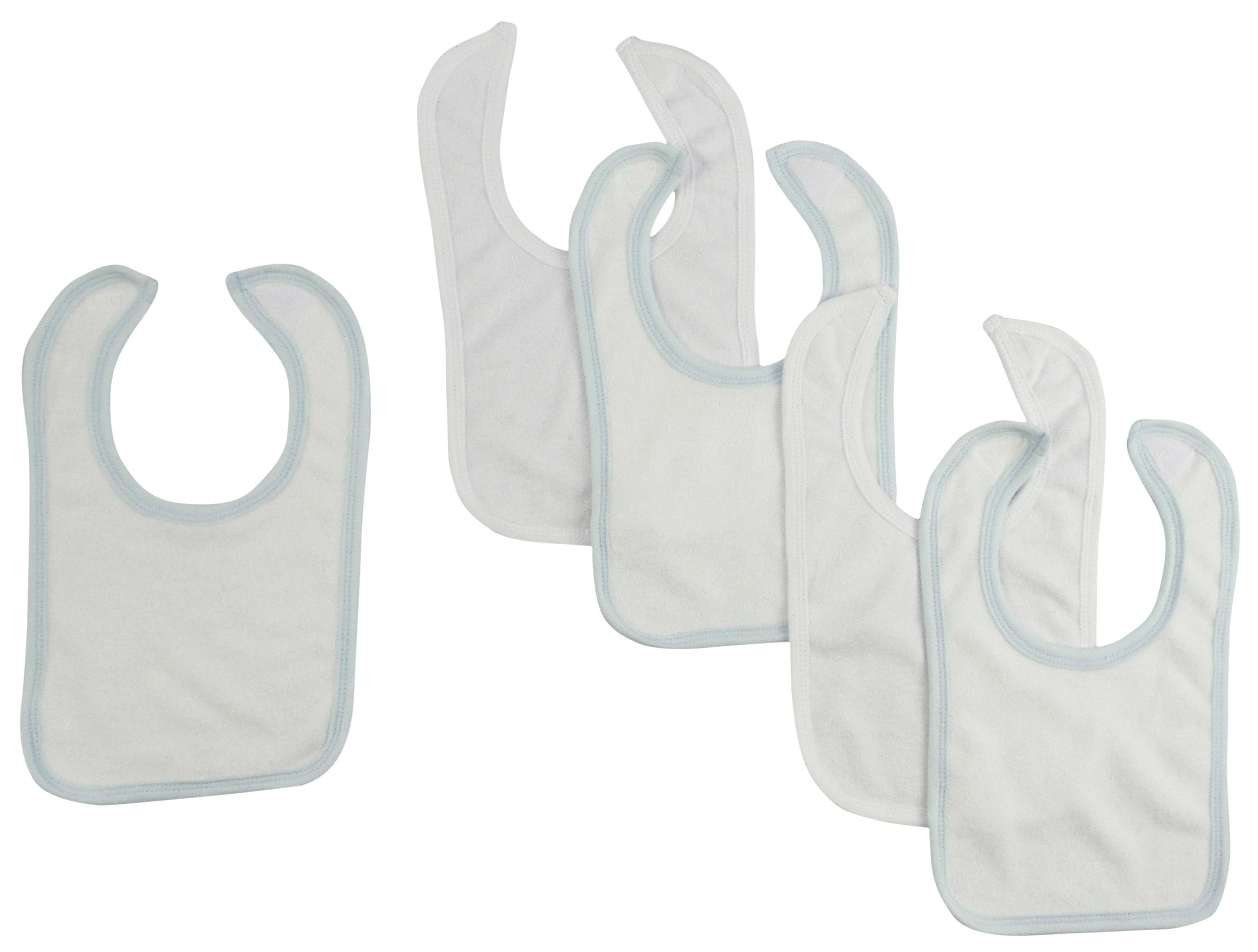 White Bib With Blue Trim And White Trim (pack Of 5) 1024-w-b3-w2 - GreatEagleInc