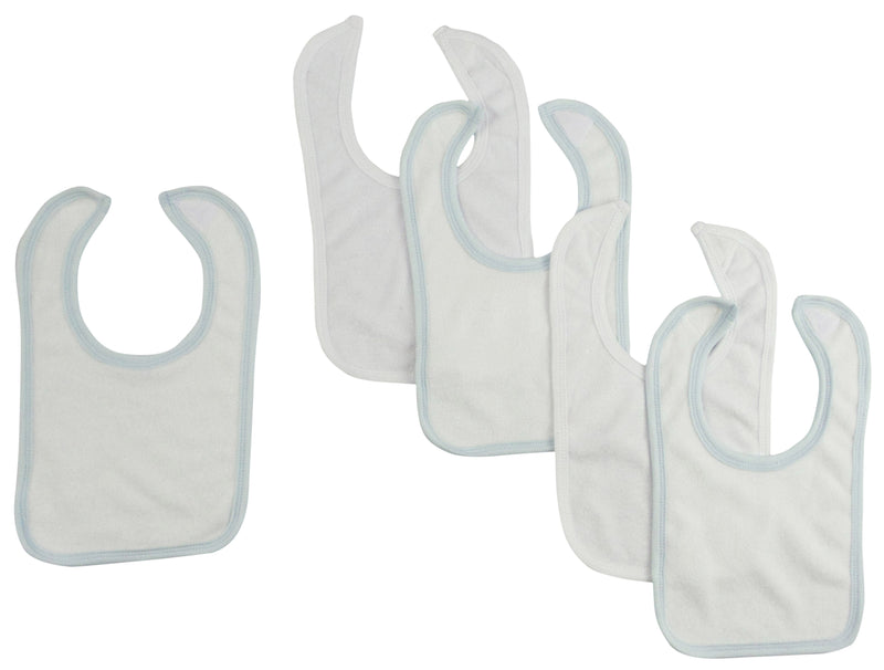 White Bib With Blue Trim And White Trim (pack Of 5) 1024-w-b3-w2 - GreatEagleInc