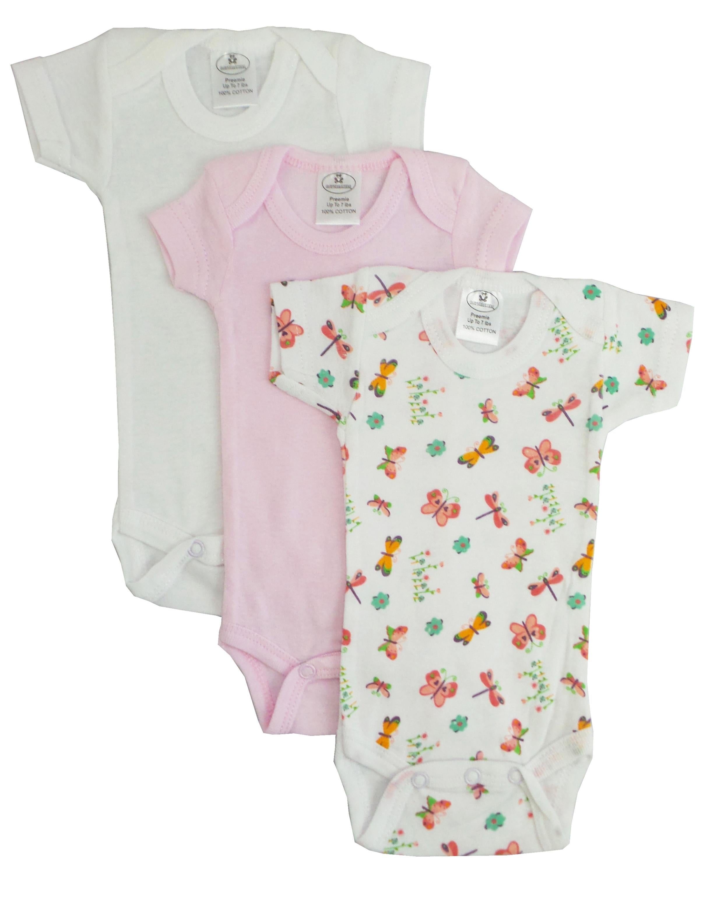 Preemie Girls Printed Short Sleeve Variety Pack 005p - GreatEagleInc