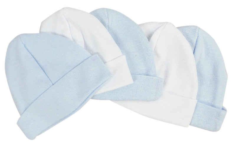 Blue & White Baby Caps (pack Of 5) 031-blue-3-w-2 - GreatEagleInc