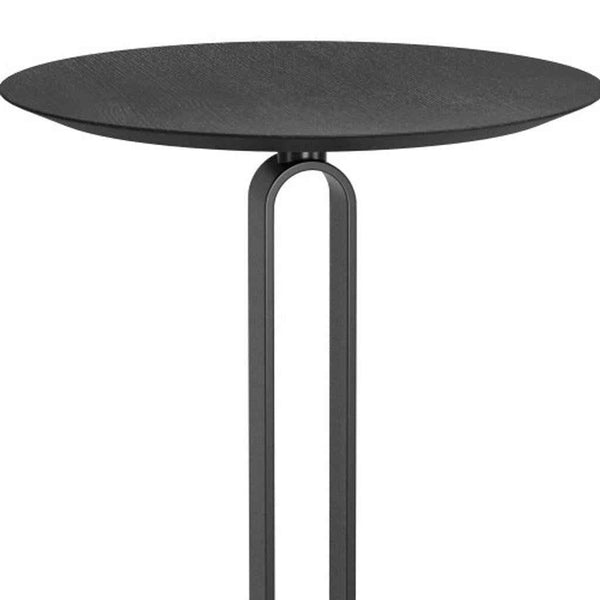 24" Black Wood and Steel Rounded Bar Table