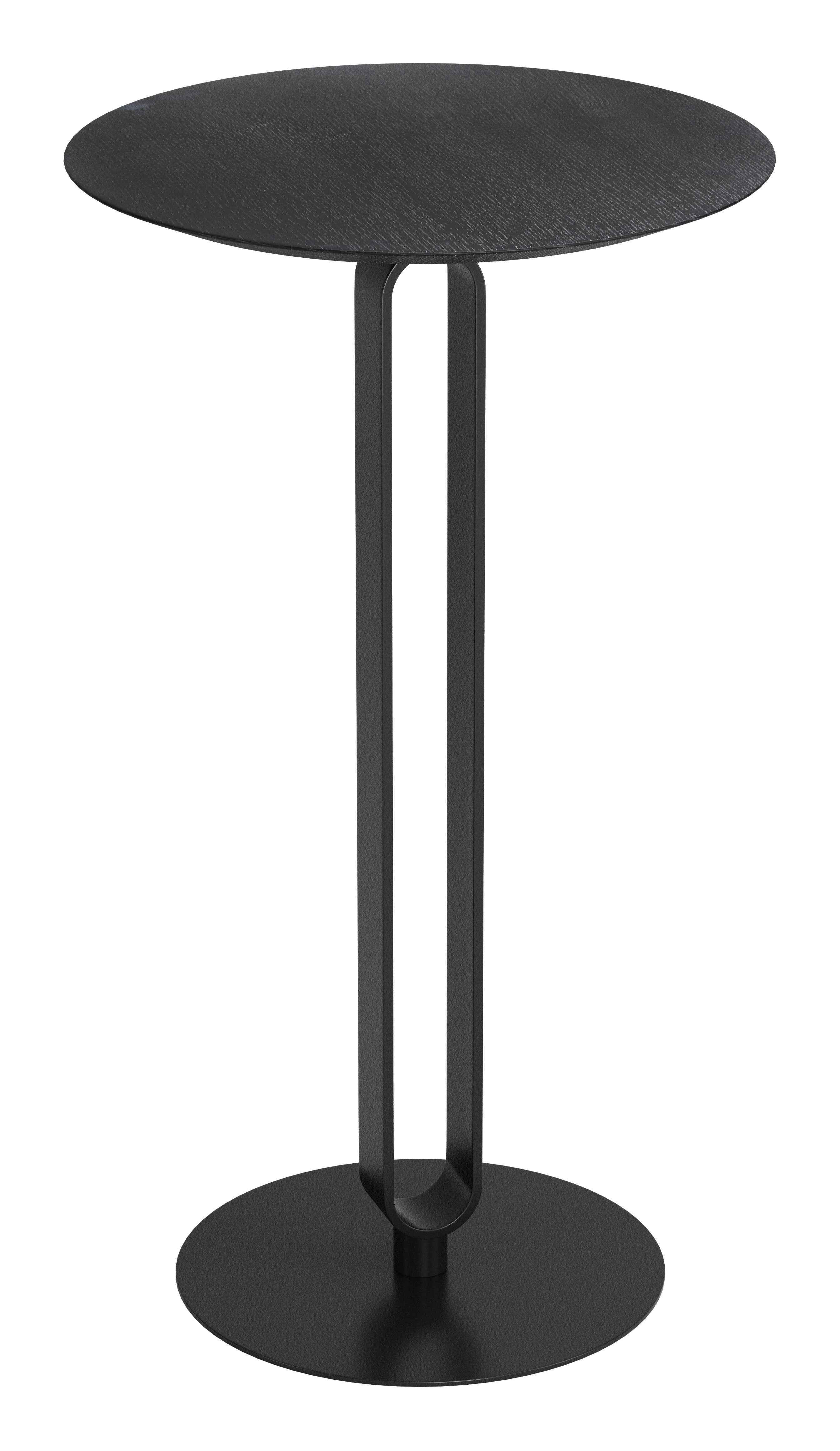 24" Black Wood and Steel Rounded Bar Table