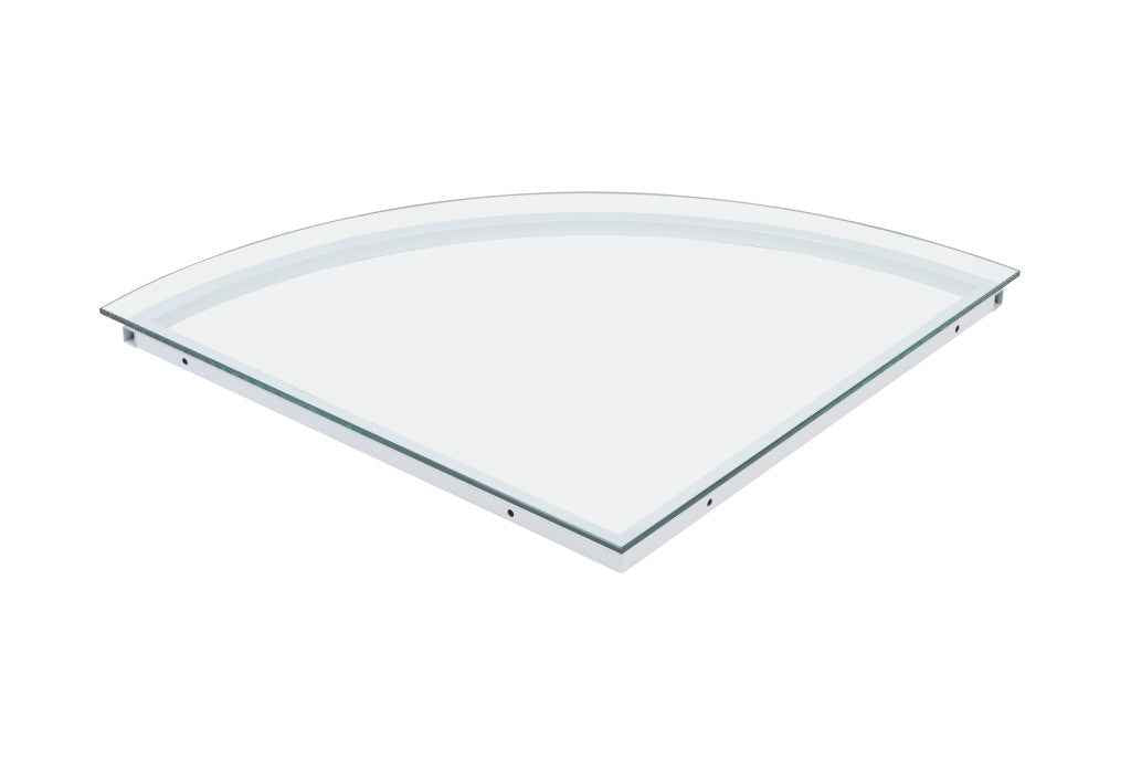 78" Clear and White Glass and Metal Corner Computer Desk