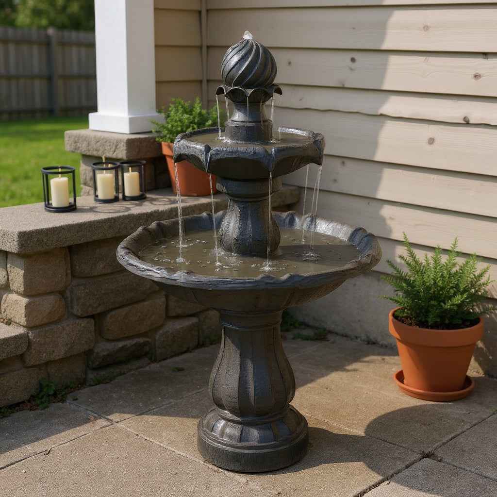 35" Black Polyresin Garden Art