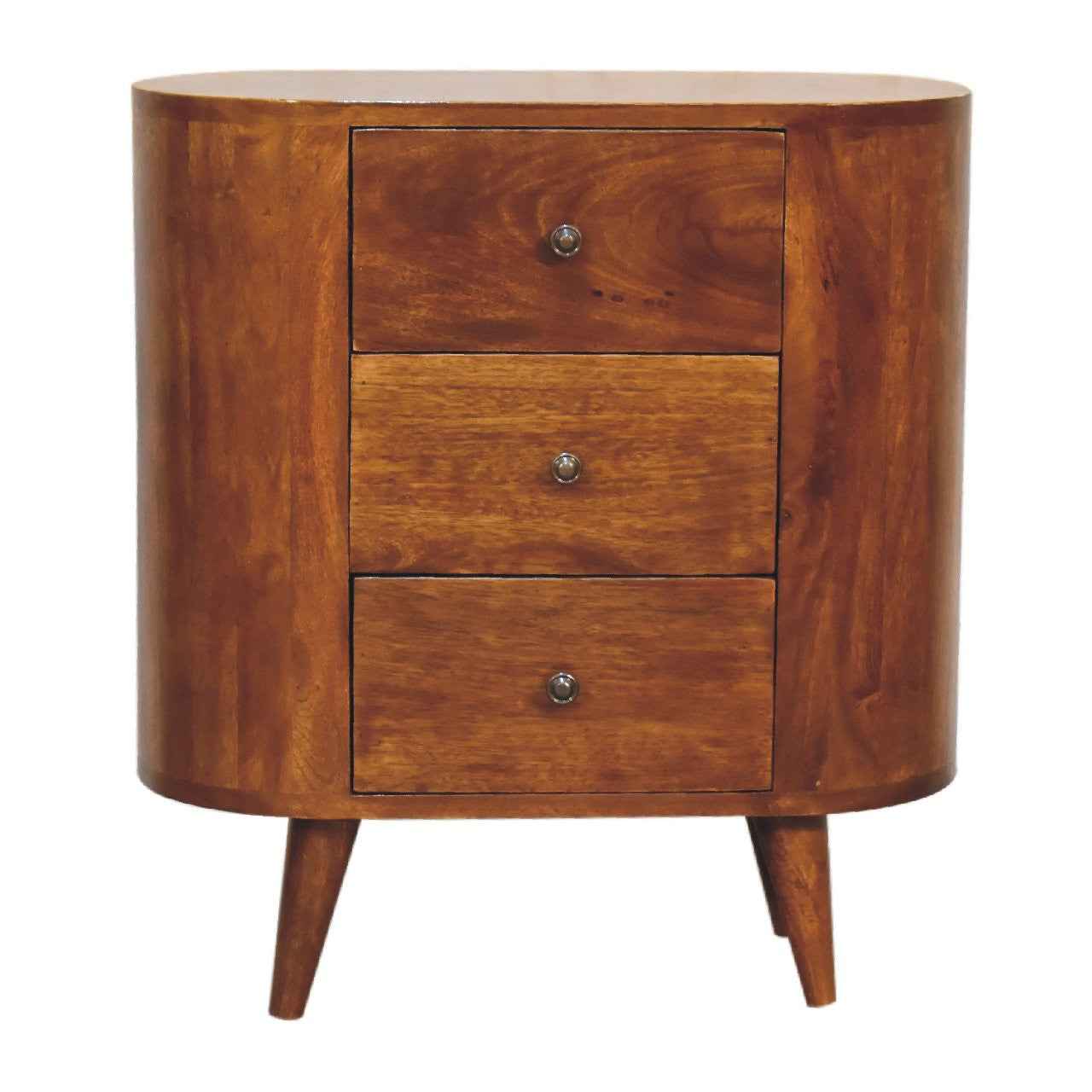 26" Chestnut Solid Wood Accent Cabinet With Two Doors And Three Drawers