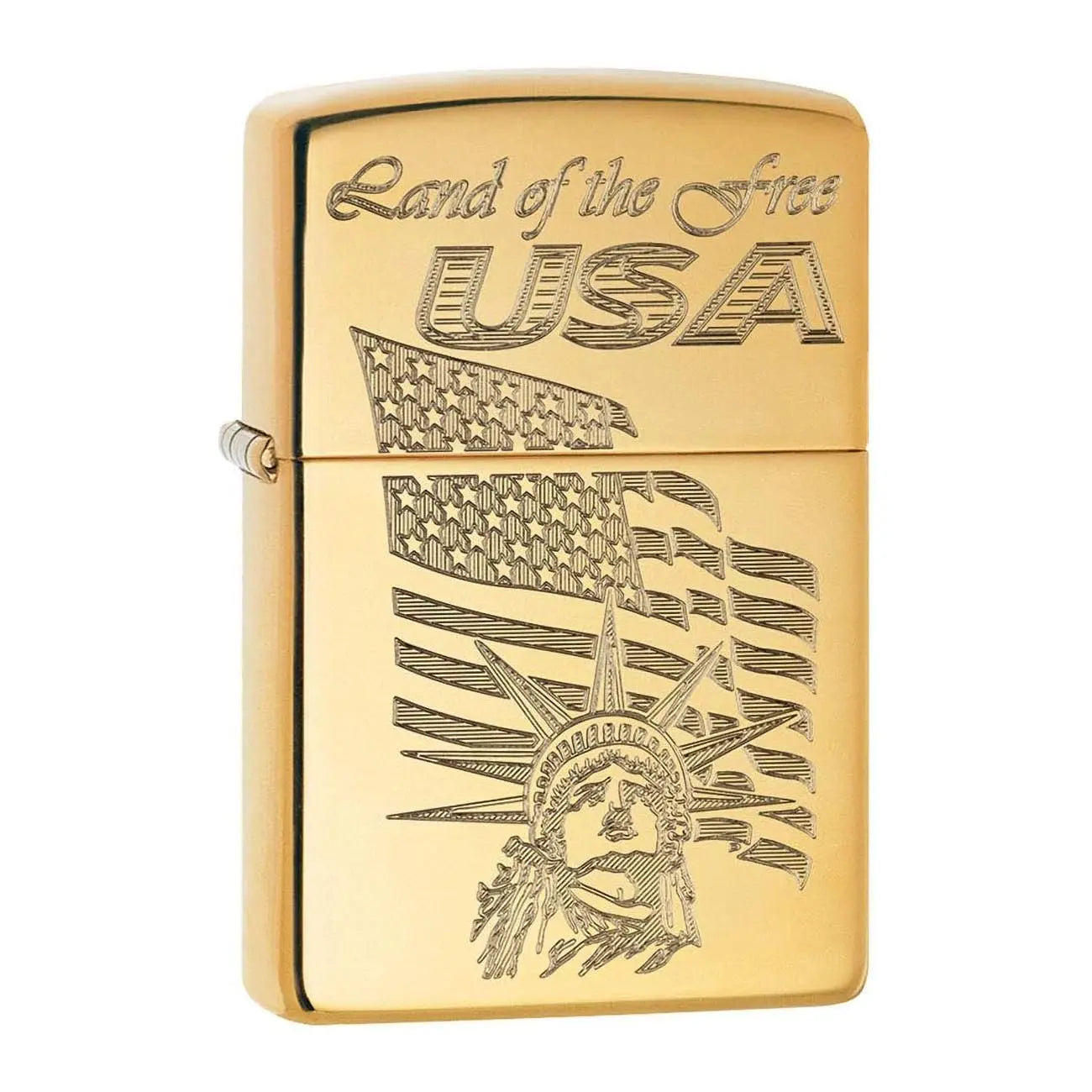 *254blady* Zippo 80681 Windproof Lighter Usa Land Of The Free Engraved High Polish Brass Zippo