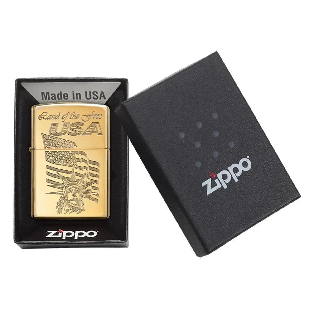 *254blady* Zippo 80681 Windproof Lighter Usa Land Of The Free Engraved High Polish Brass Zippo