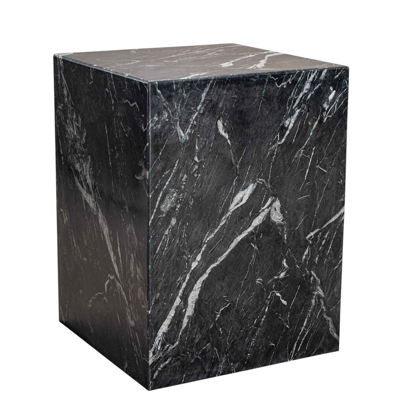 20" Black Marble Square Block End Table