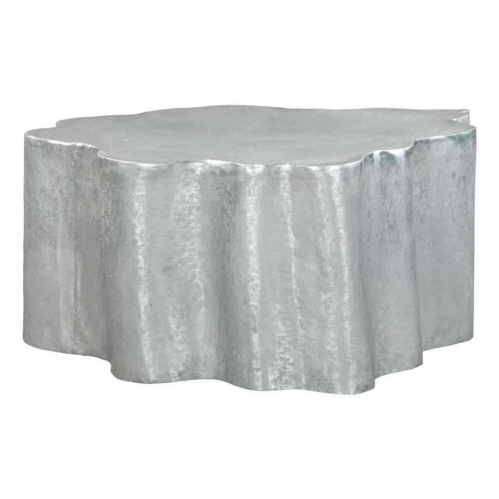 37" Silver Aluminum Free Form Solid Coffee Table