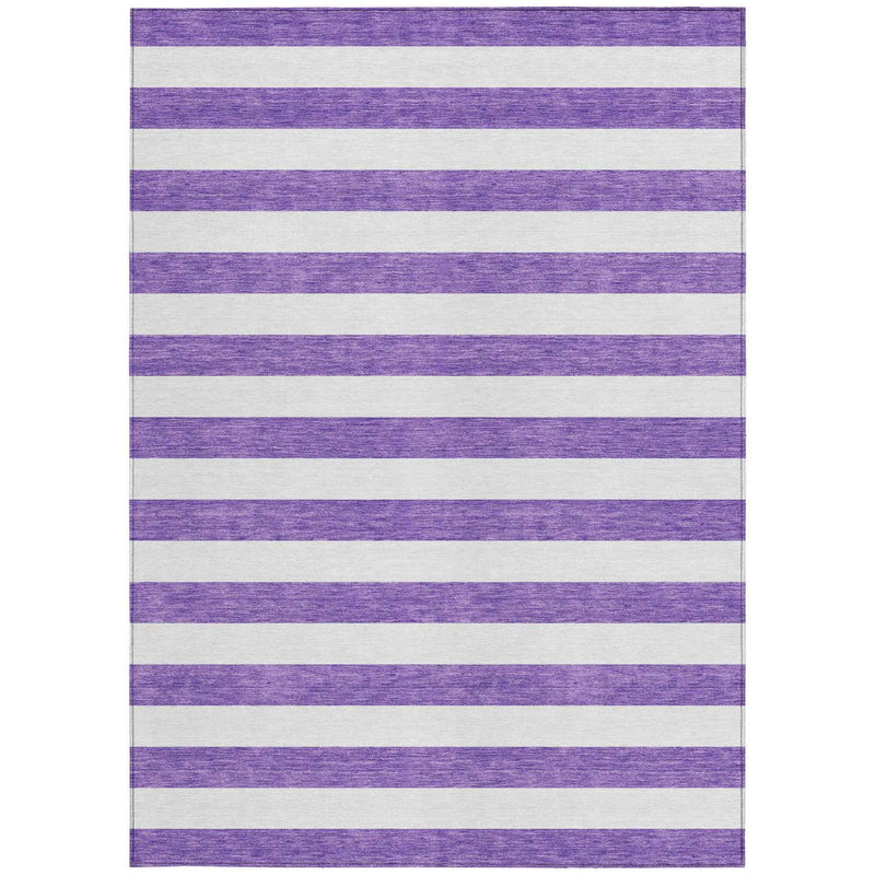 3' X 5' Purple and White Striped Washable Non Skid Indoor Outdoor Area Rug