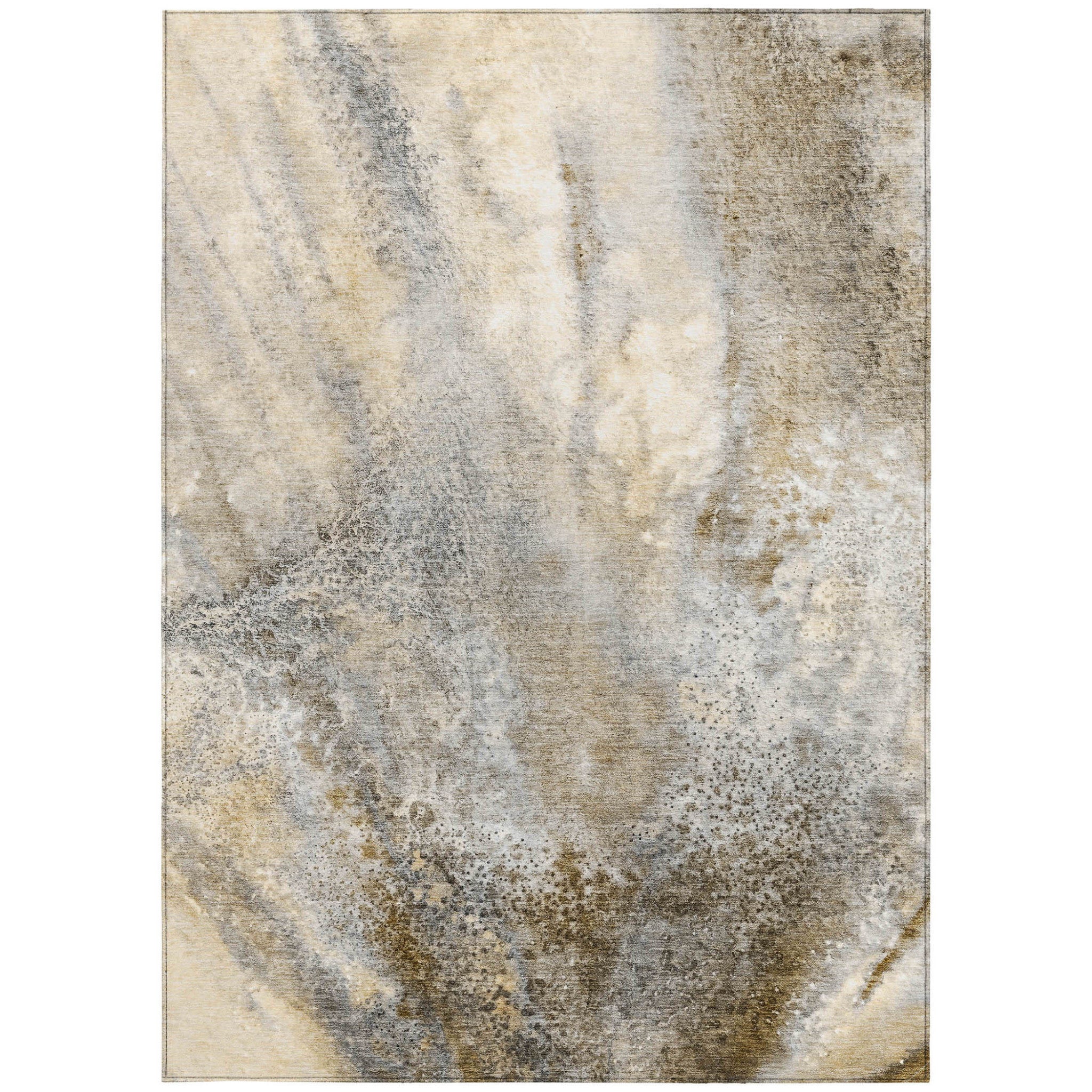 8' X 10' Beige Abstract Washable Non Skid Indoor Outdoor Area Rug - Outdoor