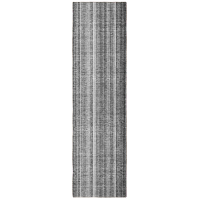 8' Runner Gray Striped Washable Non Skid Indoor Outdoor Runner Rug