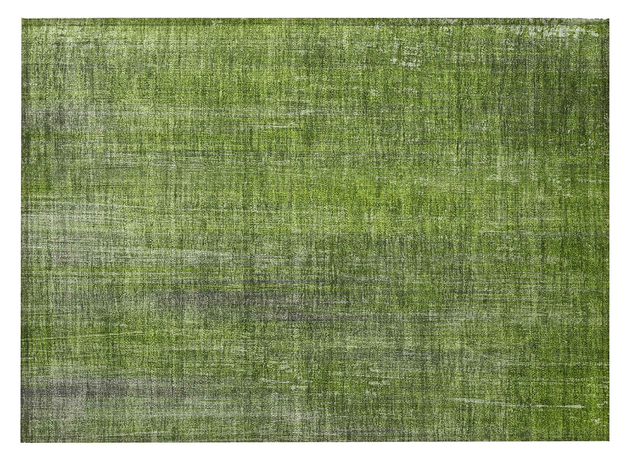 2' X 3' Green Striped Washable Non Skid Indoor Outdoor Area Rug
