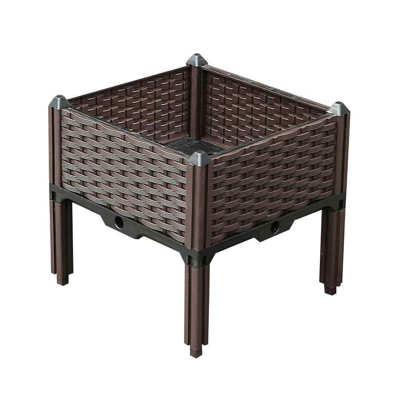 16" X 16" Dark Brown Heavy Duty Plastic Square Self Watering Raised Garden Bed