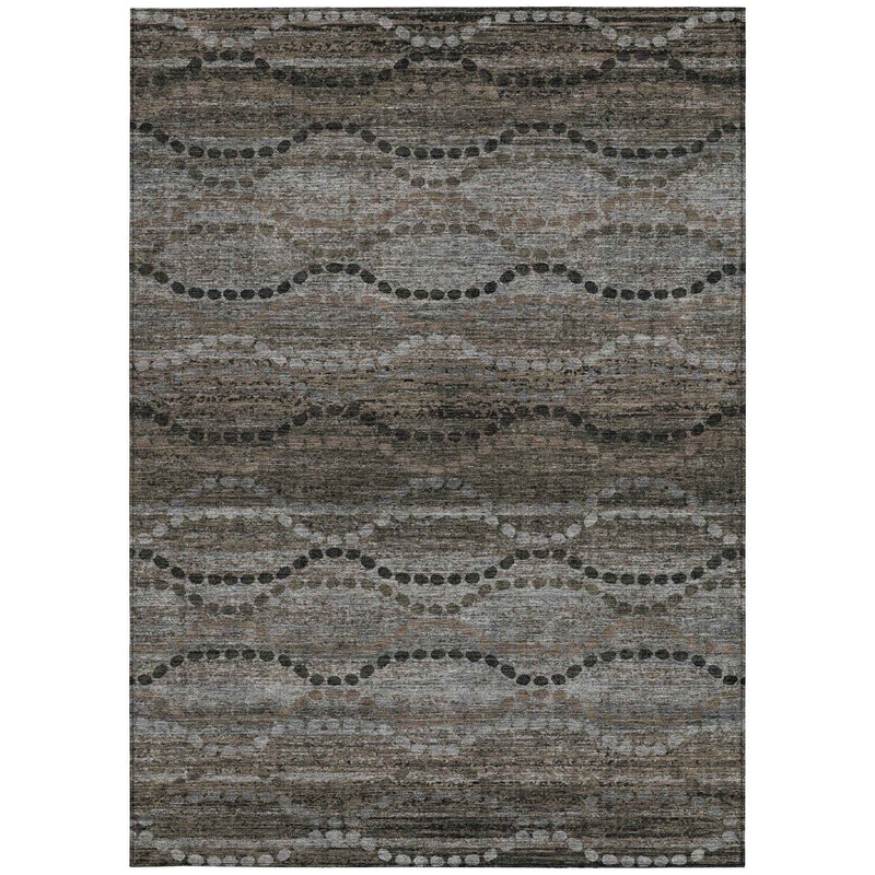 5' X 8' Chocolate And Gray Ogee Washable Indoor Outdoor Area Rug