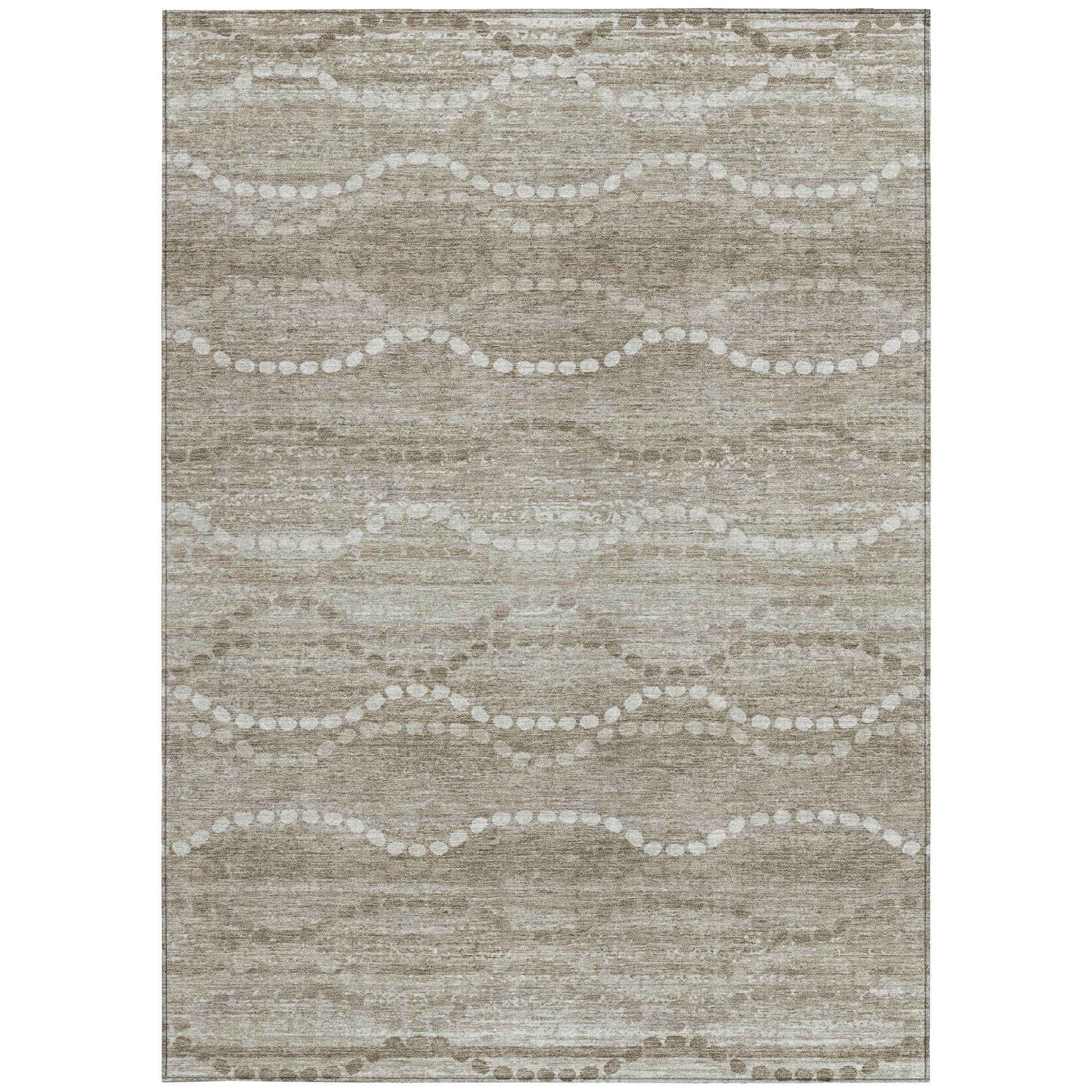 3' X 5' Khaki And Ivory Ogee Washable Indoor Outdoor Area Rug