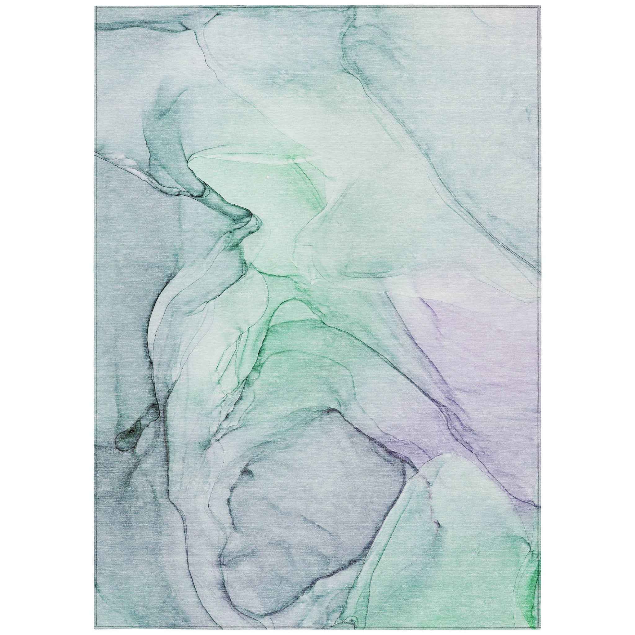 10' X 14' Blue and Gray Abstract Washable Non Skid Indoor Outdoor Area Rug