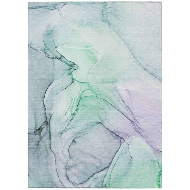 10' X 14' Blue and Gray Abstract Washable Non Skid Indoor Outdoor Area Rug