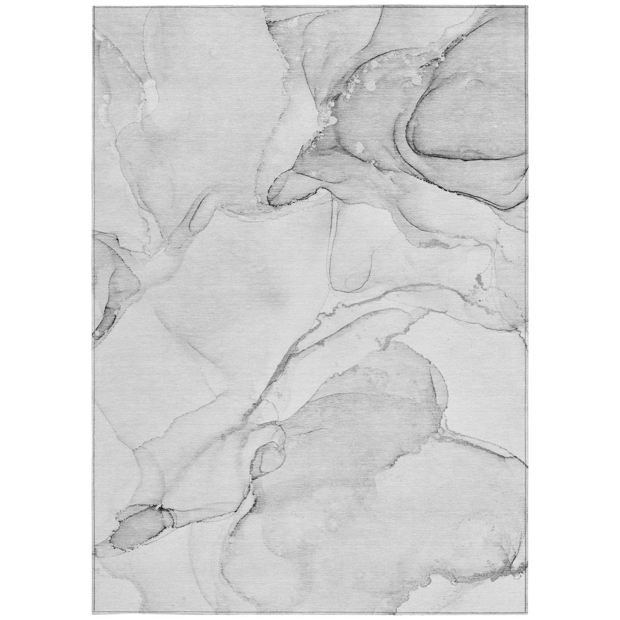 9' X 12' Silver Abstract Washable Non Skid Indoor Outdoor Area Rug