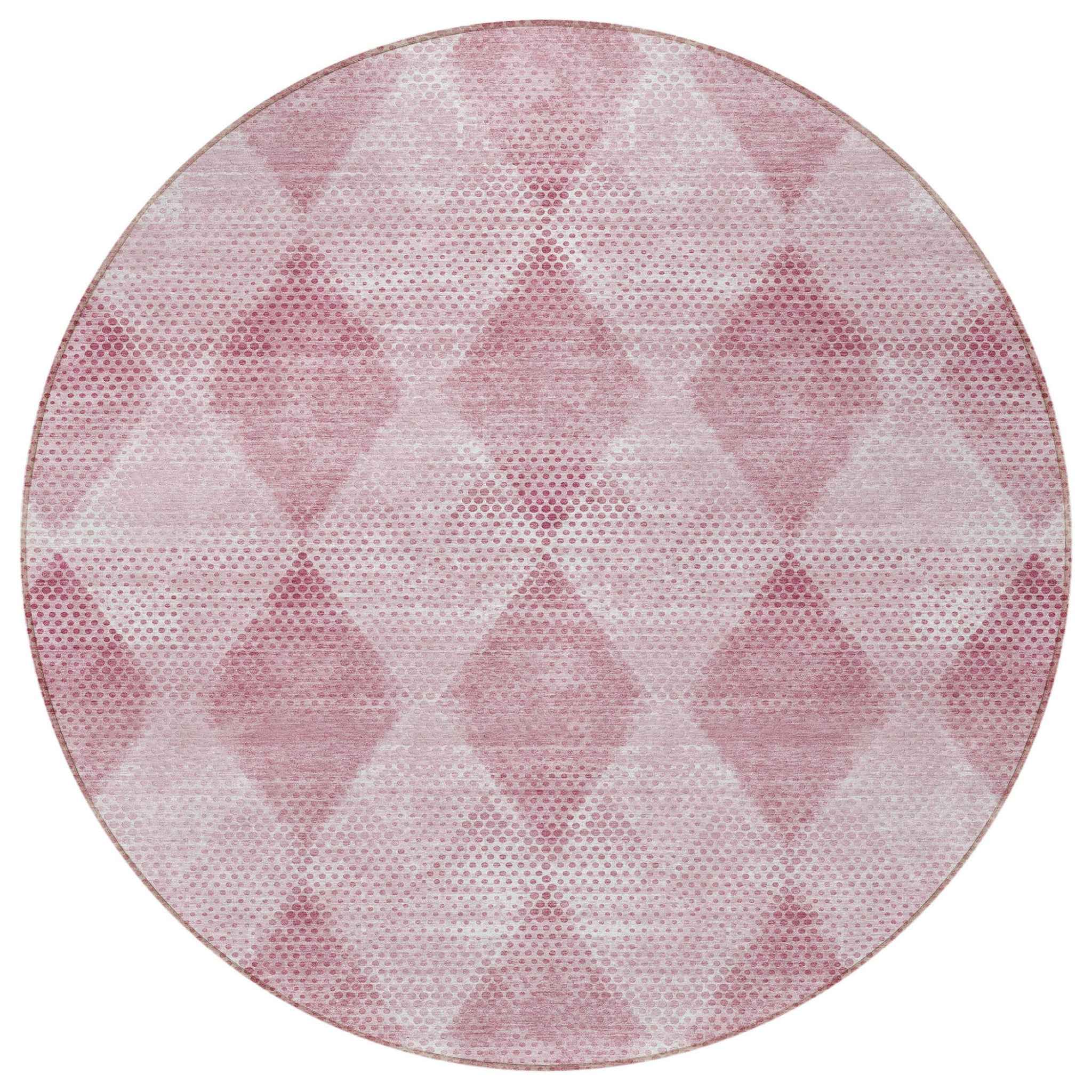 8' Round Merlot Round Geometric Washable Non Skid Indoor Outdoor Area Rug