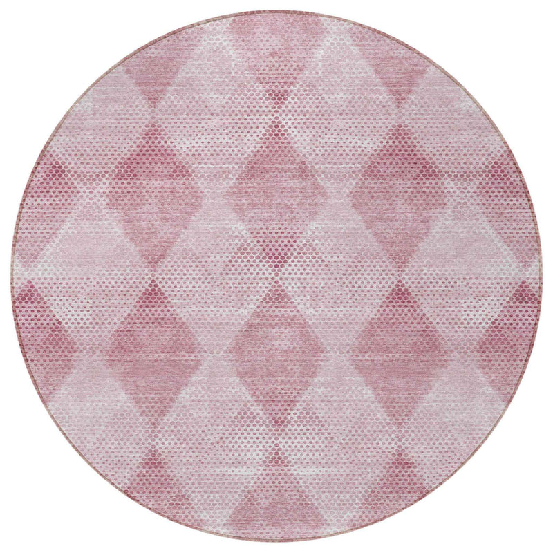 8' Round Merlot Round Geometric Washable Non Skid Indoor Outdoor Area Rug