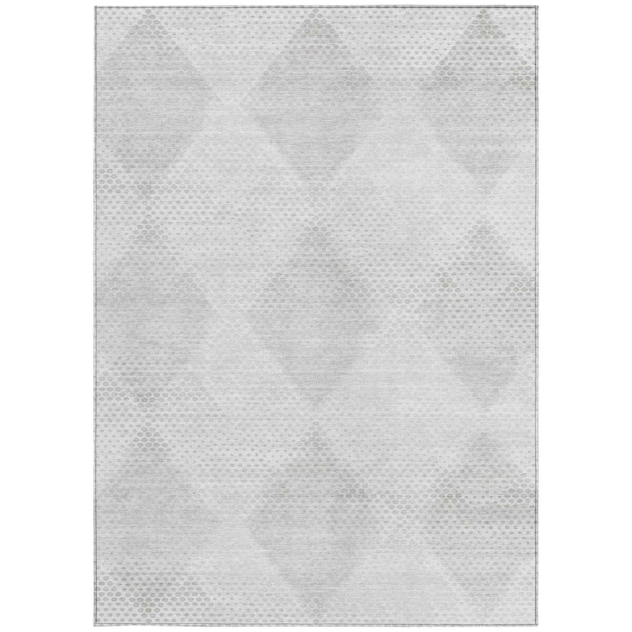 9' X 12' Ivory Geometric Washable Non Skid Indoor Outdoor Area Rug