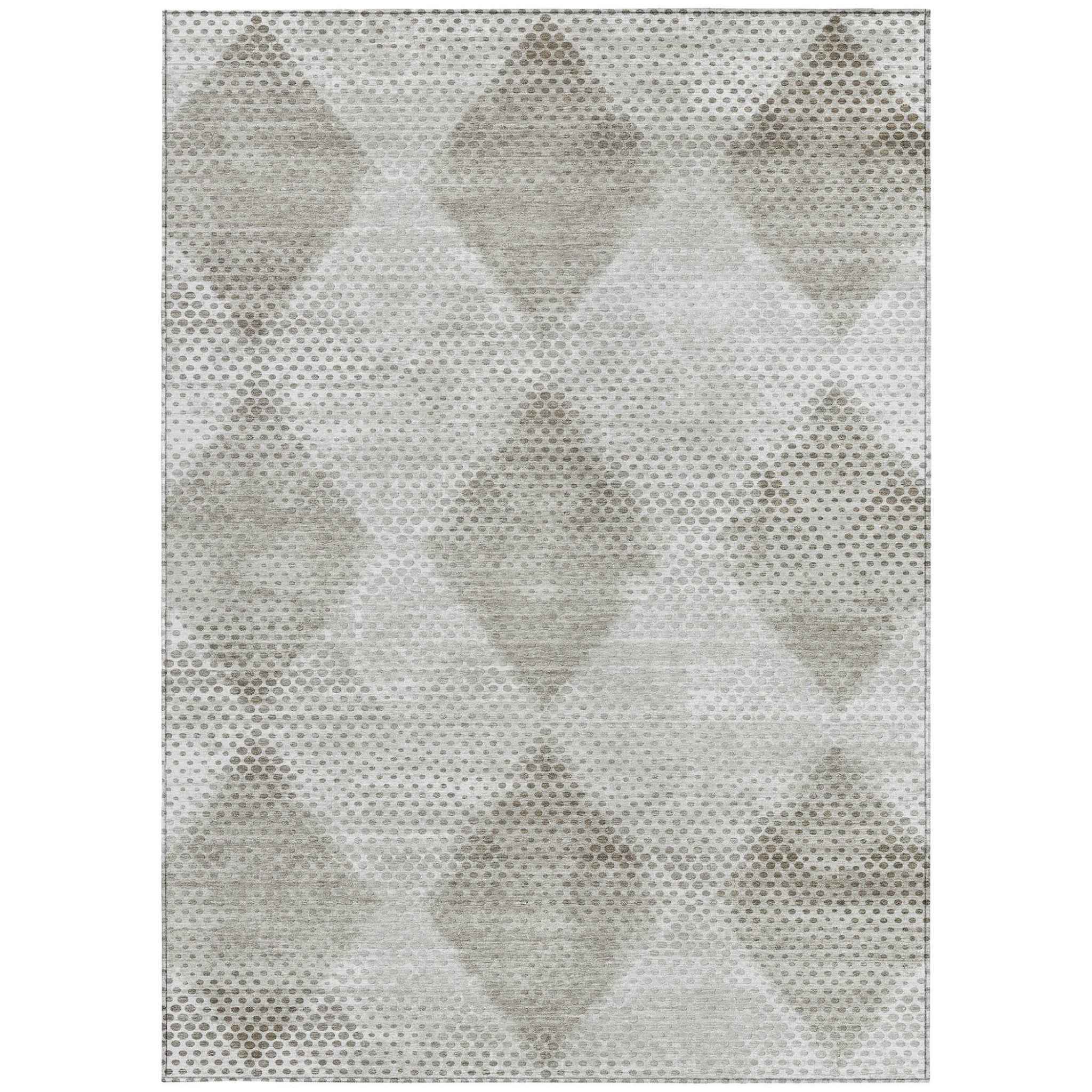 9' X 12' Gray Geometric Washable Non Skid Indoor Outdoor Area Rug