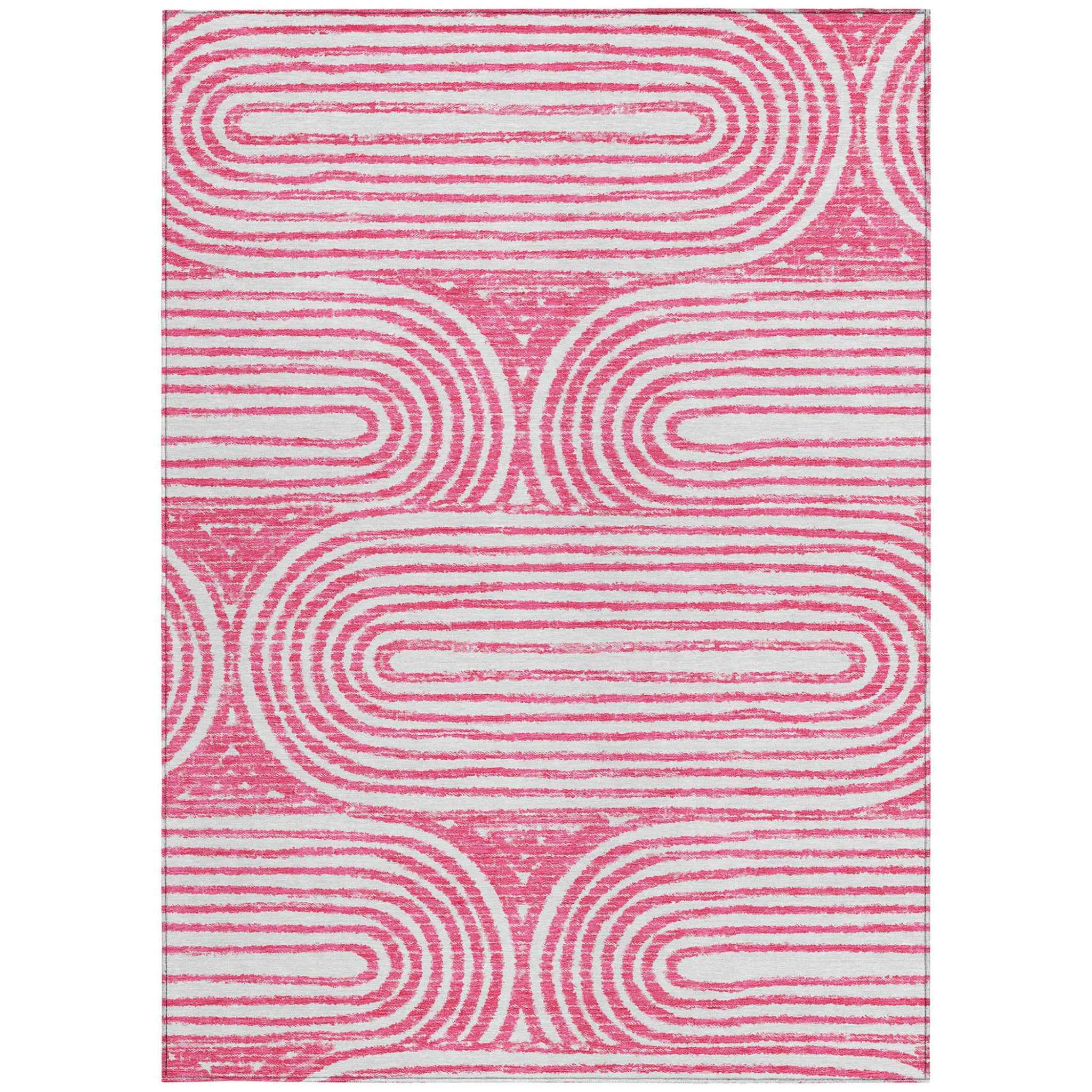 10' X 14' Blush Abstract Washable Non Skid Indoor Outdoor Area Rug