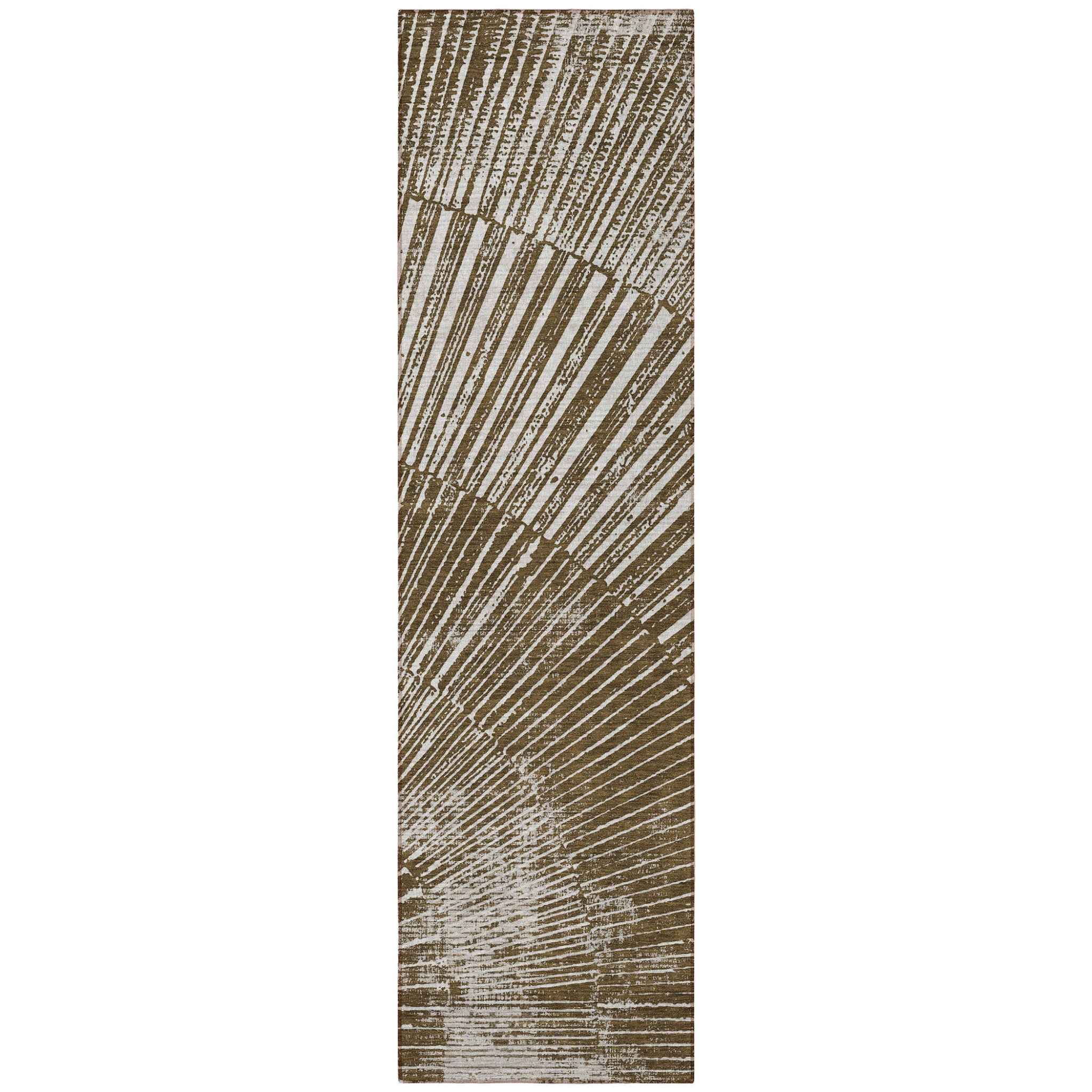 8' Runner Chocolate Abstract Washable Non Skid Indoor Outdoor Runner Rug