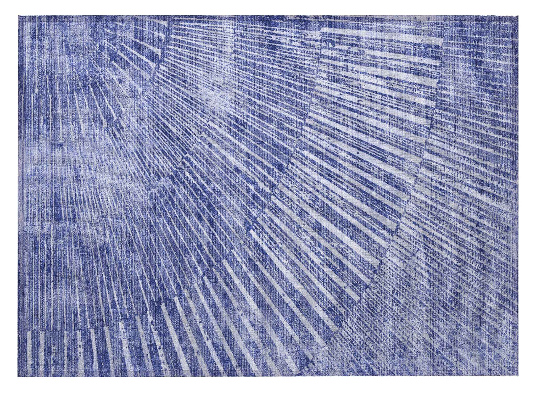 2' X 3' Navy Blue Abstract Washable Non Skid Indoor Outdoor Area Rug