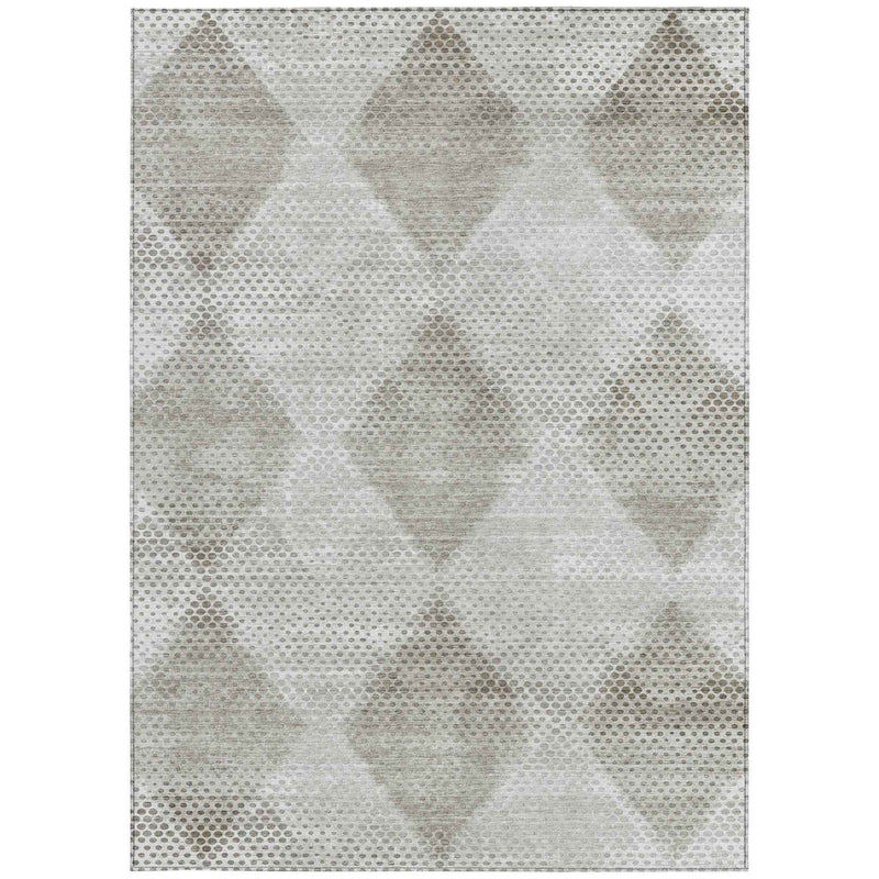 3' X 5' Gray Geometric Washable Non Skid Indoor Outdoor Area Rug
