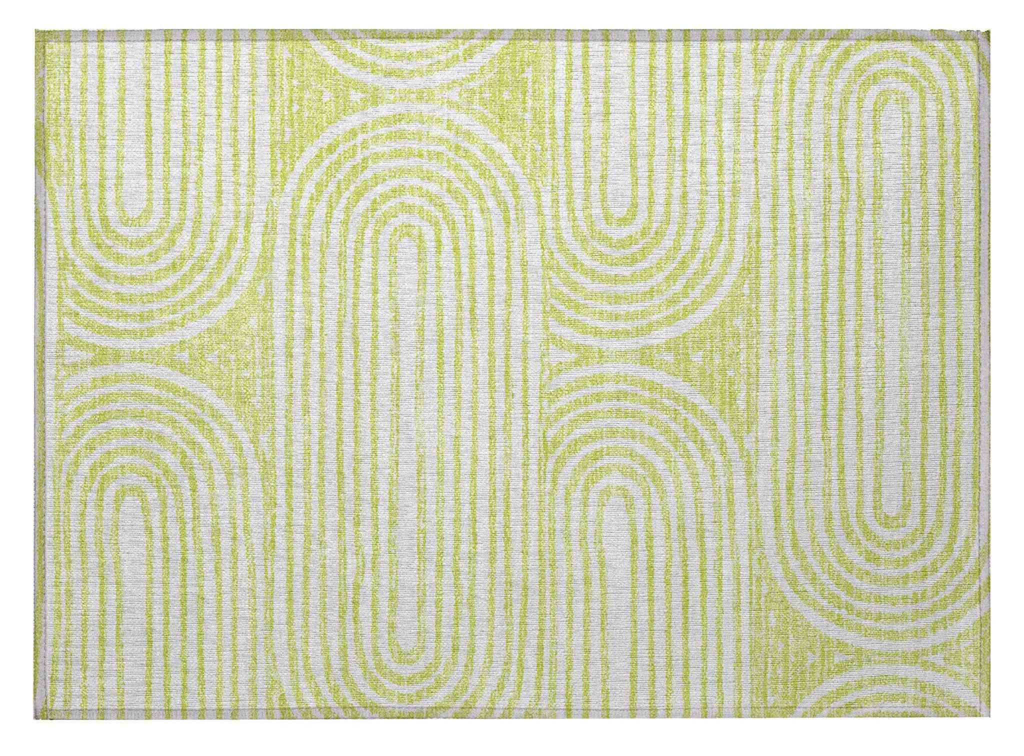 2' X 3' Green and White Abstract Washable Non Skid Indoor Outdoor Area Rug