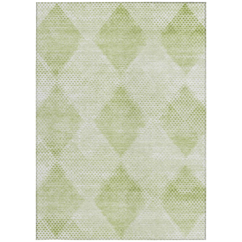 8' X 10' Mint Green Geometric Washable Non Skid Indoor Outdoor Area Rug