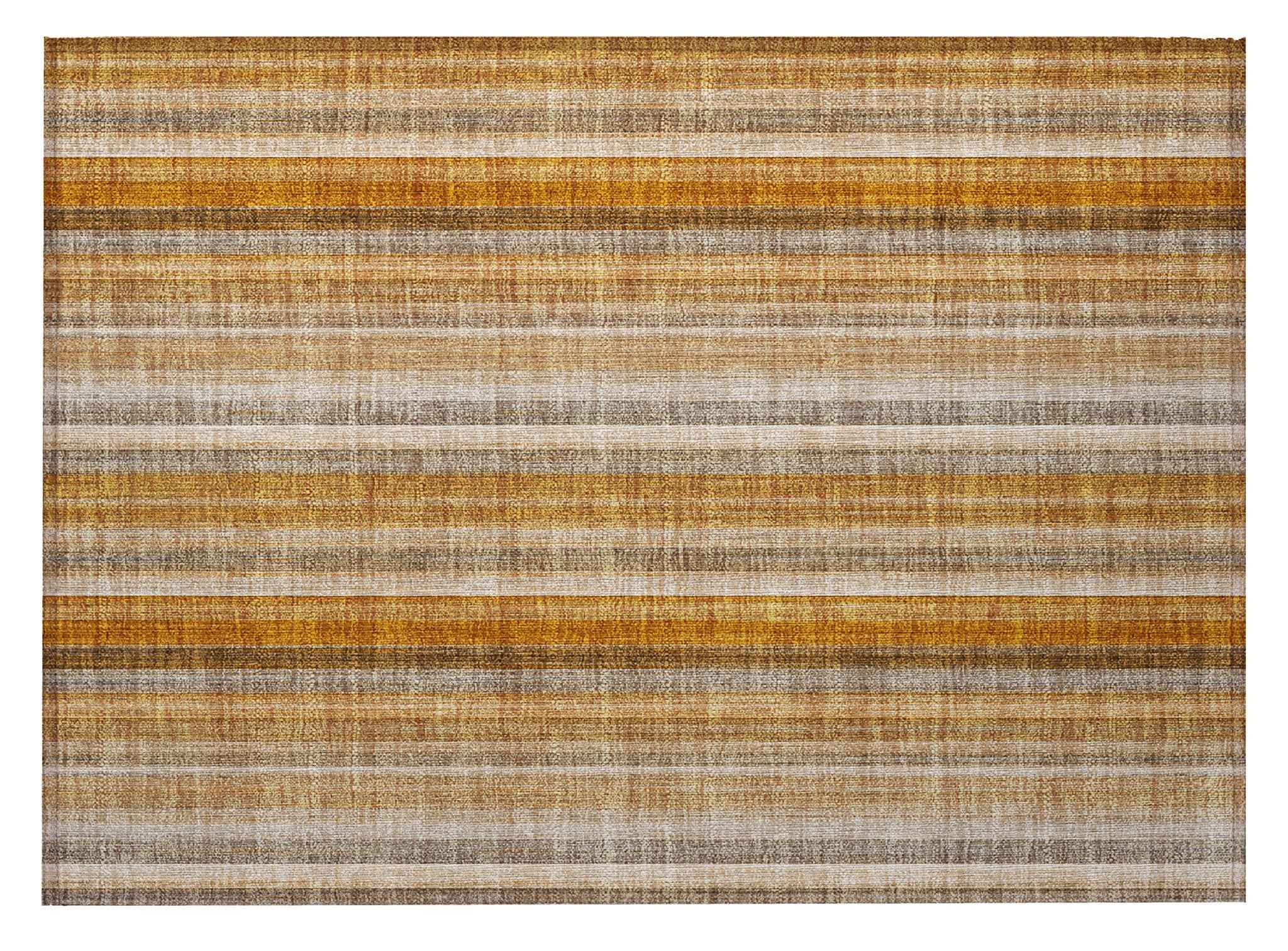 2' X 3' Orange Ivory and Gray Striped Washable Non Skid Indoor Outdoor Area Rug