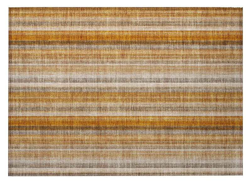 2' X 3' Orange Ivory and Gray Striped Washable Non Skid Indoor Outdoor Area Rug