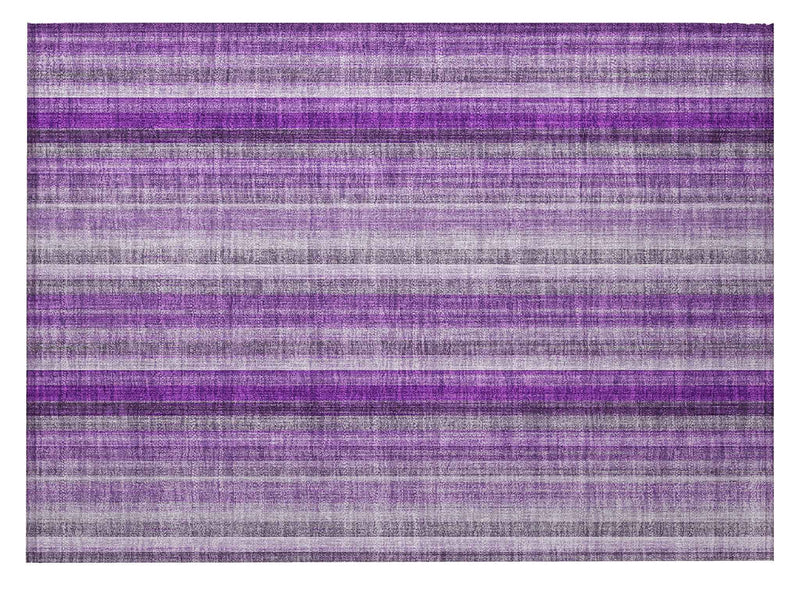 2' X 3' Purple Striped Washable Non Skid Indoor Outdoor Area Rug